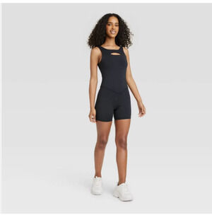 Cut Out Bodysuit Romper Sz X-Large Black NWT- JoyLab